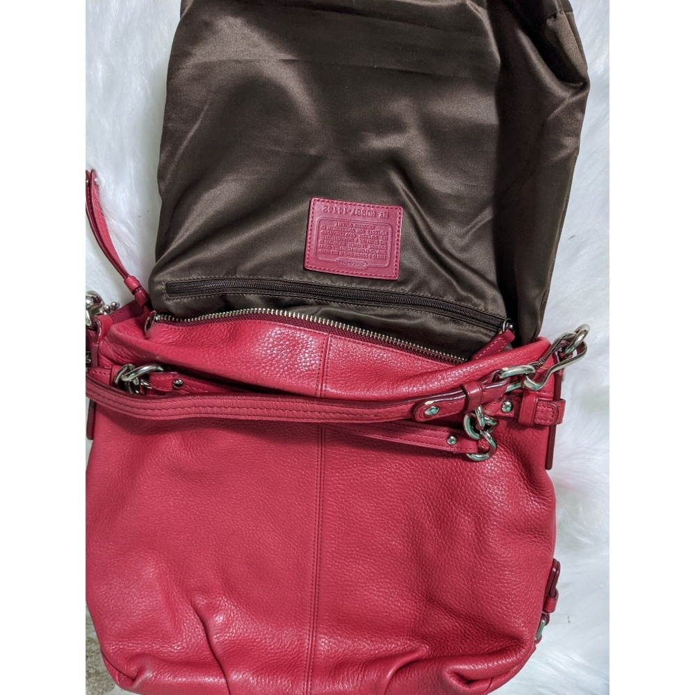 Authentic Coach Carly Scarlet Ruby Red Leather Ba… - image 4